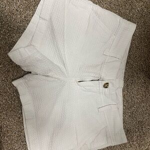 Callahan High Waist White Textured Shorts